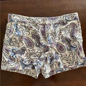 LOFT High Waist Blue and Purple Paisley Shorts